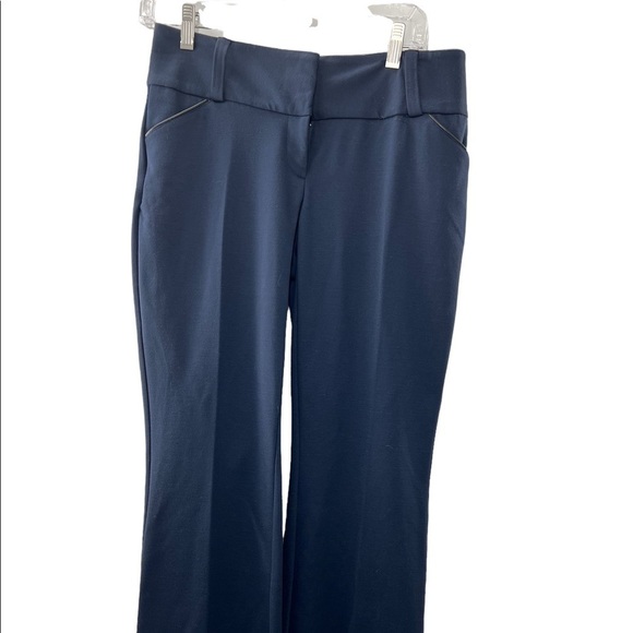 NWT Alfani Navy Tummy Control Trouser Leg Pants with Leather Trim Pockets - Picture 2 of 2